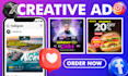 design facebook ad creative, meta ads, instagram post and carousel design