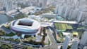 reconstruct 3d stadium arena, indoor sport course, urban complex, cgi landscape