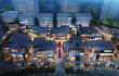 3d commercial district,housing development,urban dusk render, cgi retail complex