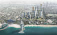 cgi coastal cityscape,3d residential tower complex,beachfront community render