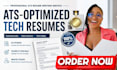 write cybersecurity analyst, data science, and tech sales ats resumes and CV