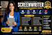 do screenwriting, movie script and film script writing, tv pilot