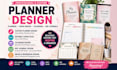 do custom planner design editable canva ebook calendar design kdp journal design