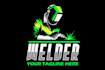 design creative welder mascot logo with unique creativity design