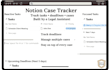 create a notion case tracker for tasks, deadlines and files