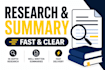 do research and summary writing