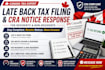 do late canada tax filing, respond to cra notices for resident and non resident