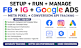setup run manage fb ig google ads campaign meta pixel conversion API tracking