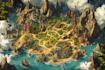 make a fantasy map illustration for map