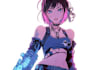create anime character illustration with soft shadows