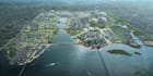 create 3d urban masterplan large scale waterfront city layout real estate render