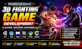 develop a 3d fighting game using unity, godot, phaser, python, construct engine
