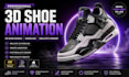 create 3d shoe animation, 3d shoe design, 3d shoe modeling