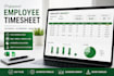 create automated employee timesheet, attendance tracker and excel dashboard