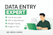 do accurate data entry, copy paste, excel work and bengali typing