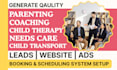 generate parenting coaching, child therapy, child transport leads build website