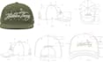 design front, side and back cap hat techpack and mockup