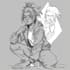 sketch the character with line art style