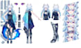 draw detailed vtuber character reference sheet, emote, expression with anime art