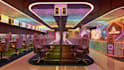create 3d game lounge design, 3d game arcade, game arena, 3d game room