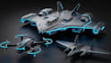model cinematic 3d spaceship, spacecraft, rc plane, vtol drone, sci fi vehicles