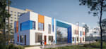 design educational building render, school facade, hostel, universities college