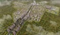 restructure 3d city urban township, community  master plan,aerial view landscape