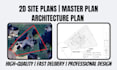 design a detailed 2d site plan and architectural site plan rendering