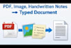 summarize notes and convert handwritten documents to text