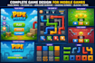 do mobile game design full game UI and level art