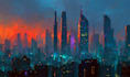 create sci fi concept art and cyberpunk city illustration
