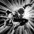 draw black and white comic superhero character line art