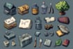 create 2d game art, game art, game UI, props, 2d game