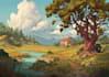 create stunning fantasy background and scenery illustration