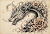 drawing a tattoo design in japanese style