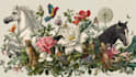 draw an animal and botanical illustrations
