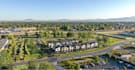 render modern residential community aerial, suburb development, townhome complex