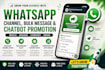 build whatsapp channel, blast whatsapp bulk  message, whatsapp chatbot promotion