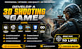 develop a 3d shooting game using unreal, unity, godot, phaser, CSS, mugen engine