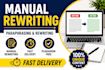 manually rewrite and paraphrase your content professionally