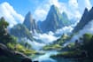 do fantasy background and landscape