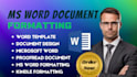 do ms word formatting, document design and KDP template for kindle and paperback