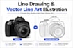 line drawing and vector line art illustration