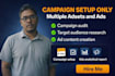 meta ads setup with audience research and creatives
