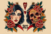 do unique illustration design a tattoo flash sheet