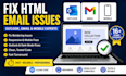 fix HTML email issues in outlook, gmail, and mobile
