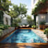 design landscape like backyard, garden, pool, patio