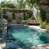 do landscape design with front yard, backyard design, pool, deck, garden design