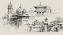do handmade architecture sketches in bw or color