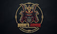 create samurai helmet logo with full copyright